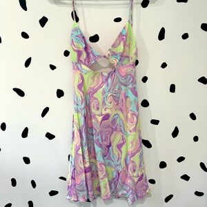 Zara SMALL Women's Purple, Yellow, Blue, Green Dress